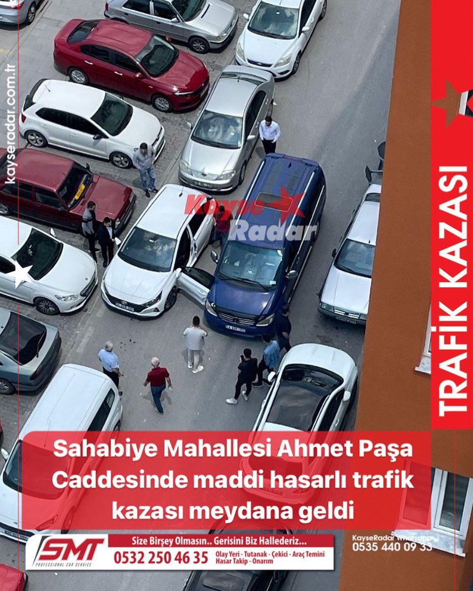 Ahmet Paşa Caddesinde maddi hasarlı trafik kazası meydana geldi KayseRadar