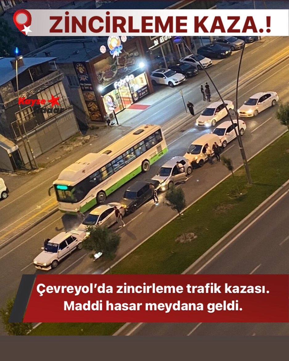 Çevreyolda zincirleme trafik kazası Maddi hasar meydana geldi KayseRadar