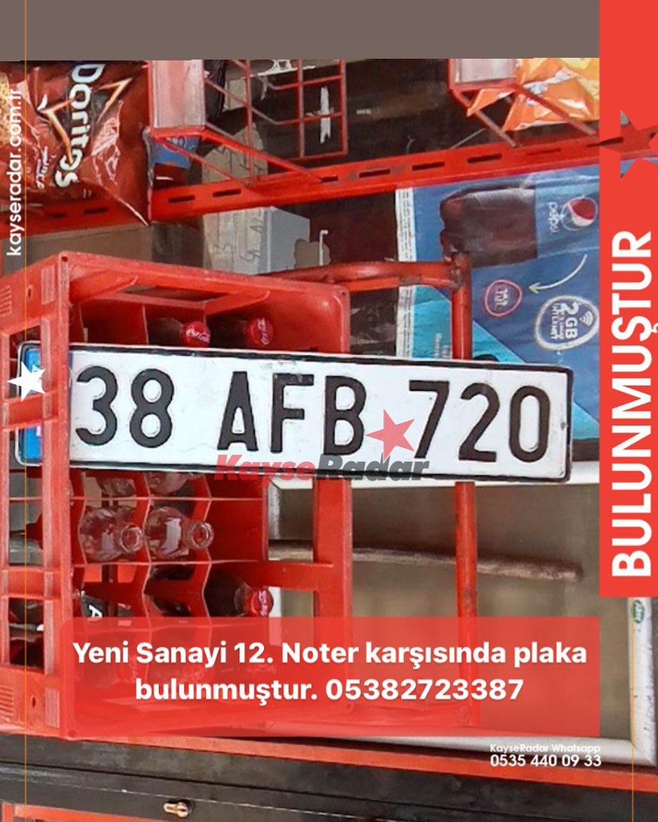 Plaka Bulunmu tur KayseRadar