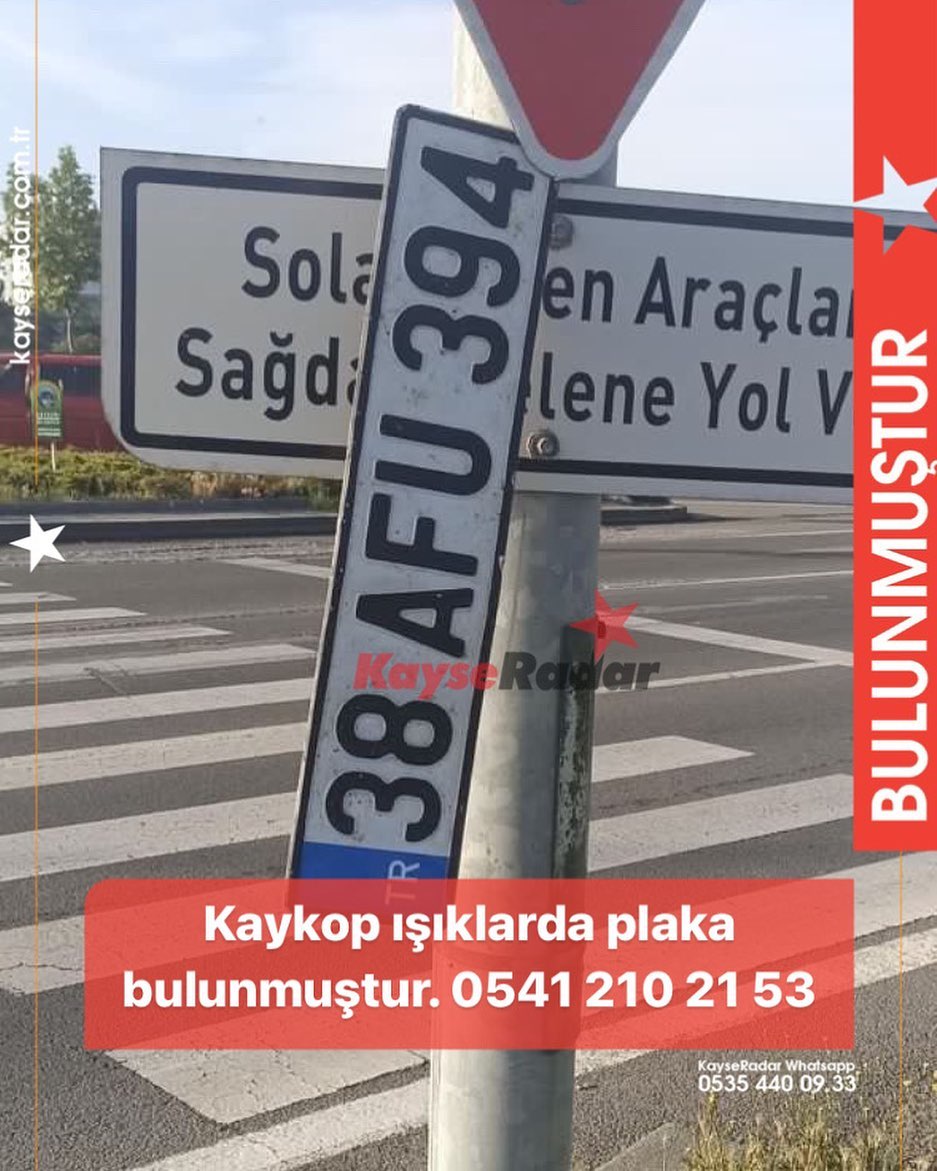 Plaka Bulunmuştur KayseRadar