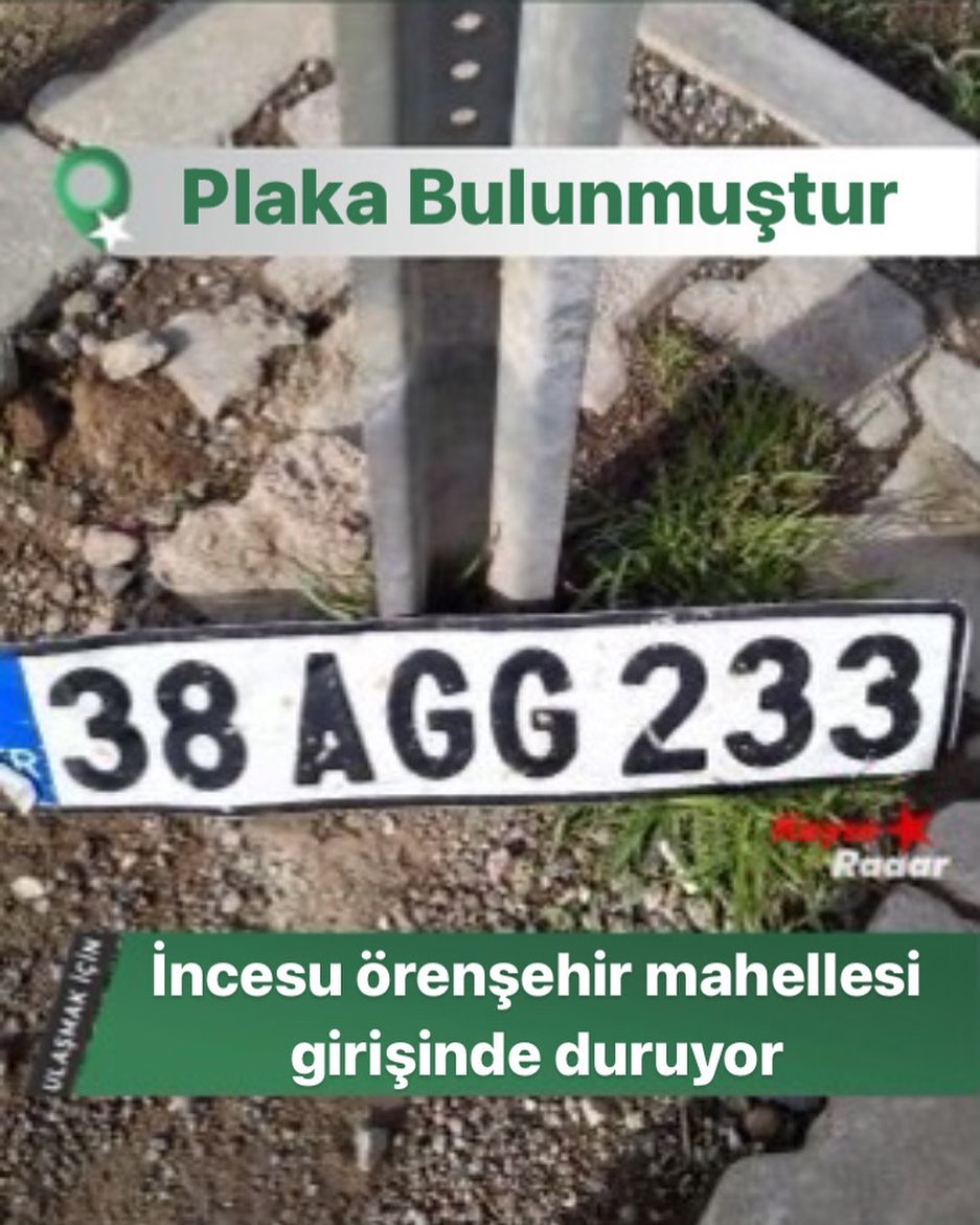 PLAKA BULUNMUŞTUR KayseRadar